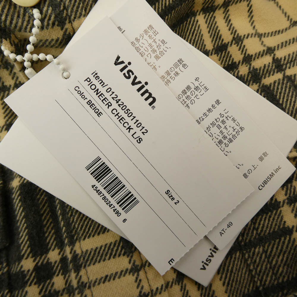 VISVIM ビズビム 24AW 124205011012 PIONEER CHECK L/S パイオニア チェック 長袖 シャツ ベージュ系 2【極上美品】【中古】