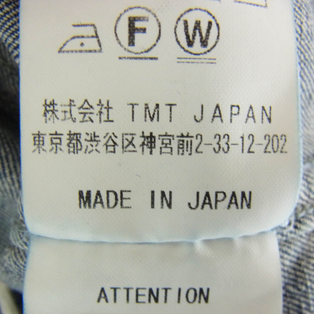 TMT ティーエムティー 17AW TSH-F1701 クラッシュ リペア加工 デニム ウエスタン 長袖 シャツ インディゴブルー系 L【中古】
