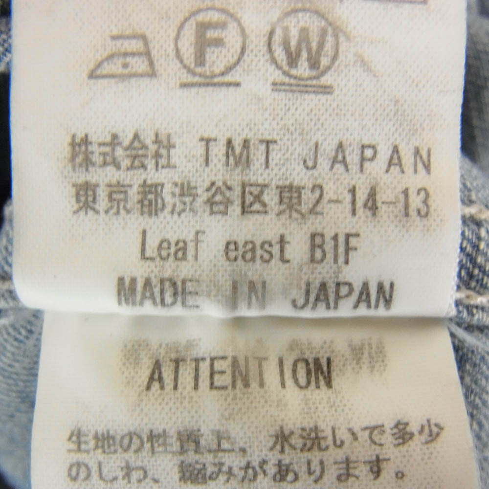 TMT ティーエムティー 17SS TSH-S1701 クラッシュ リペア加工 デニム ウエスタン 長袖 シャツ インディゴブルー系 L【中古】