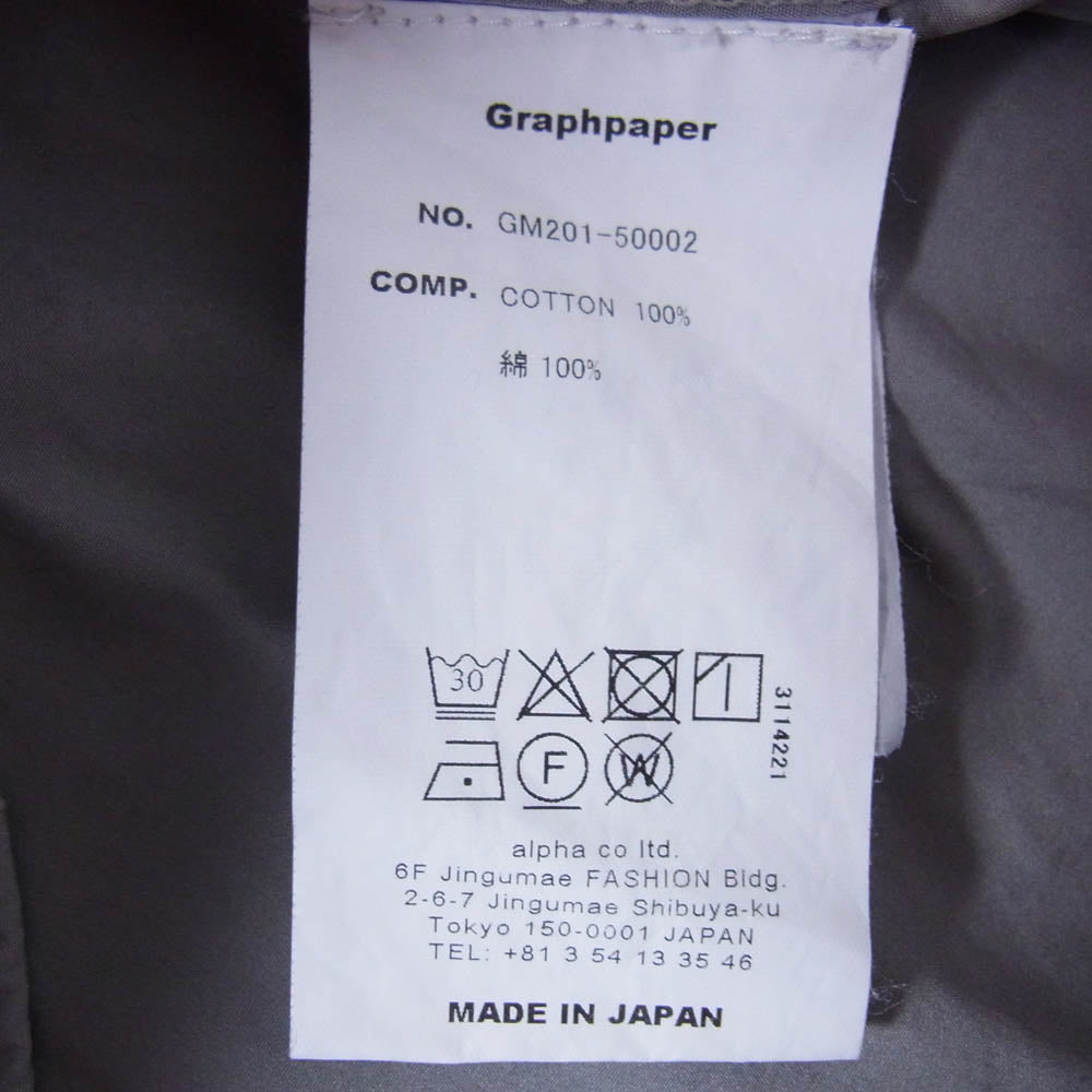 GRAPHPAPER グラフペーパー GM201-50002 Garment Dyed Poplin ガーメントダイ ポプリン 長袖 シャツ グレー系 2【中古】