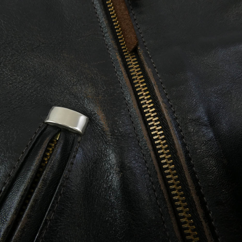 The REAL McCOY'S ザリアルマッコイズ BUCO J-82 PADDED JACKET 茶芯 ホースハイド パデッド ダブル ライダース ジャケット ブラック系 40【中古】