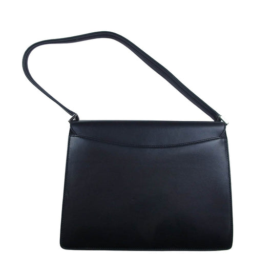 RALPH LAUREN ラルフローレン メタルプレート レザー ショルダー ハンド バッグ ブラック系【中古】