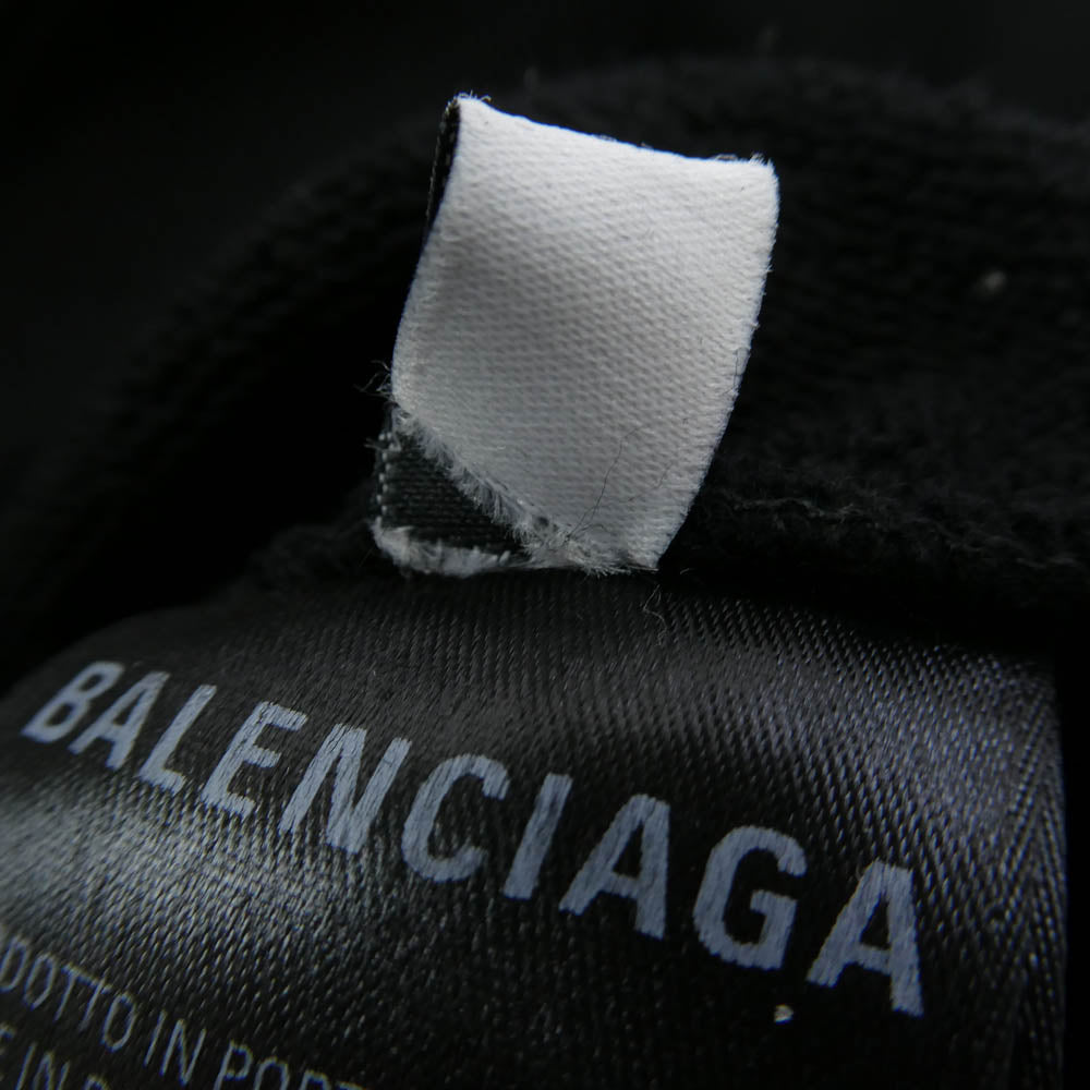 BALENCIAGA バレンシアガ 578135 TIV84 Logo Medium Fit Hoodie ロゴ プリント プルオーバー フーディー パーカー ブラック系 XS【美品】【中古】