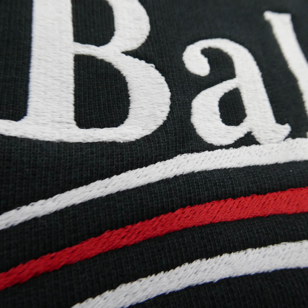 BALENCIAGA バレンシアガ 620947 TKVI9 Embroidered Political Campaign Large Fit Hoodie ダメージ加工 キャンペーン ロゴ プルオーバー フーディー パーカー ブラック系 XS【極上美品】【中古】