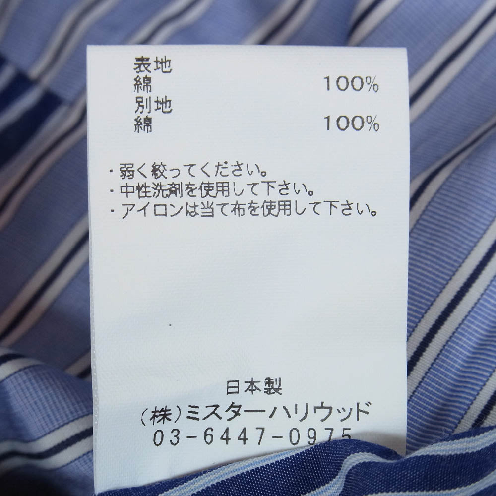 N.HOOLYWOOD エヌハリウッド 2221-SH53-019 再構築 ストライプ切替 オーバーサイズ 半袖 シャツ ネイビー系 38【中古】