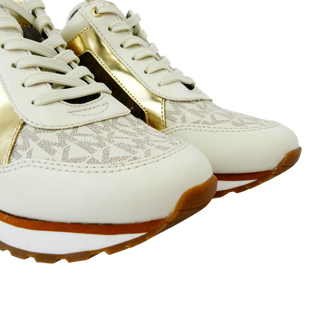 Michael Kors マイケルコース SG20A MK ロゴ ローカット スニーカー ベージュ系 ブラウン系 ゴールド系 6M【中古】