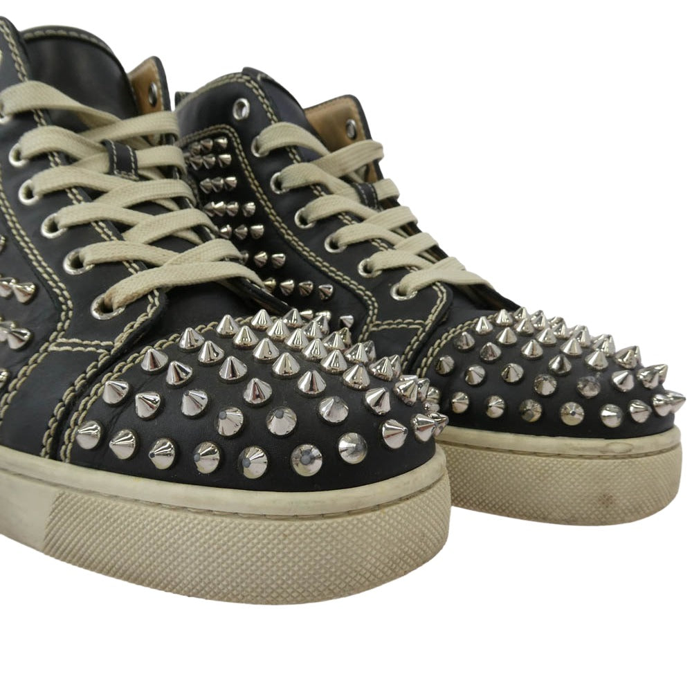 Christian Louboutin クリスチャンルブタン スパイク スタッズ ハイカットスニーカー ブラック ブラック系 シルバー系 40【中古】