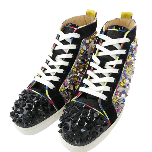 Christian Louboutin クリスチャンルブタン REMIX FLAT PAT スパイク スタッズ ハイカットスニーカー マルチカラー系 ブラック系 40【中古】