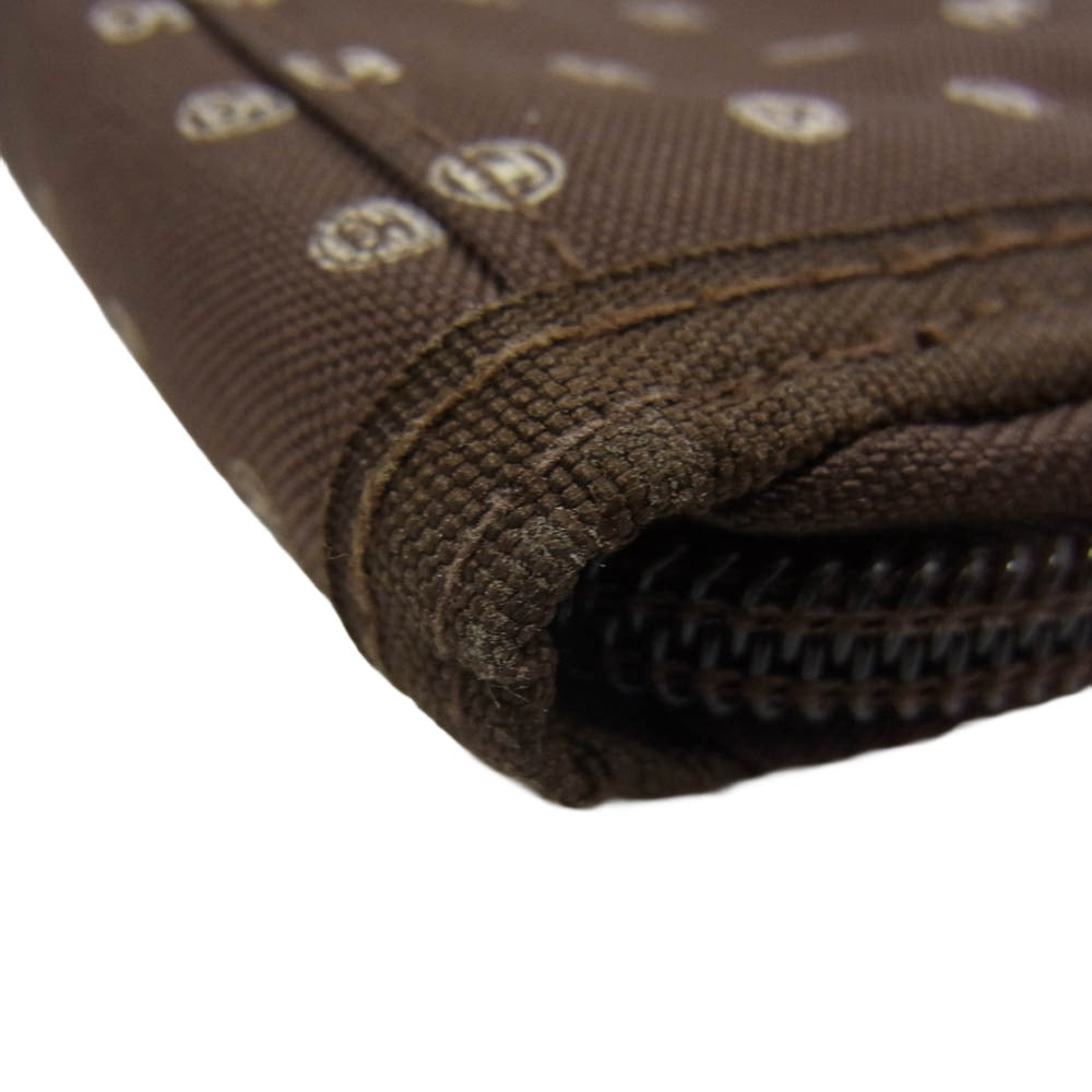 STUSSY ステューシー Monogram Print Zip Wallet モノグラム ラウンドジップ ウォレット ブラウン系【中古】