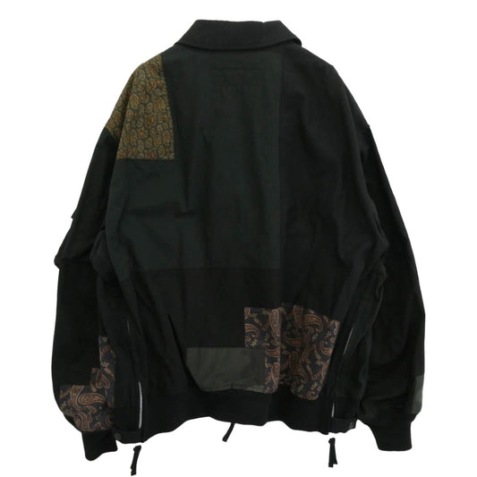 COMME des GARCONS HOMME コムデギャルソンオム 25SS HO-J023 Cotton Nylon Back Satin パッチワーク コットンナイロン バックサテン ブルゾン フライトジャケット ブラック系 マルチカラー系 L【中古】
