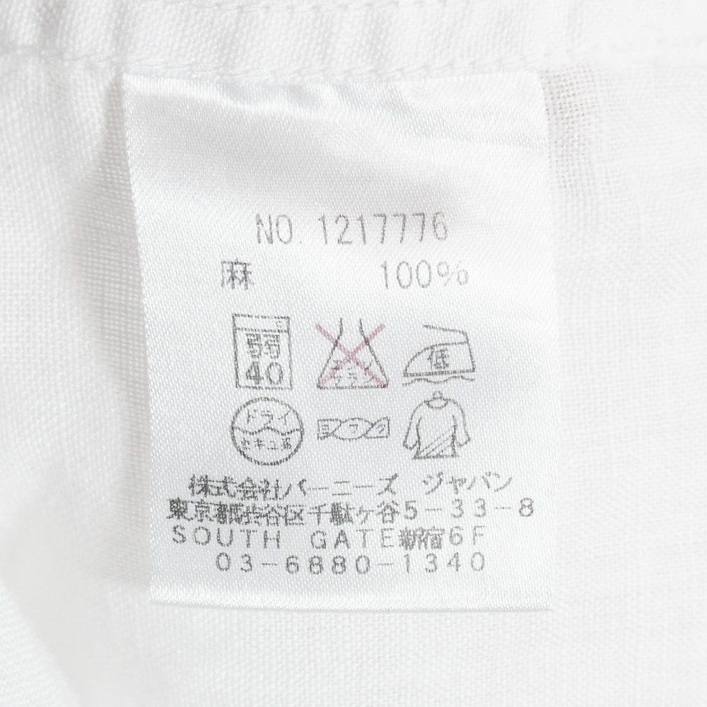 バーニーズニューヨーク Cotonificio Albini コトニフィーチョ アルビニ リネン 長袖 シャツ ホワイト系 M【中古】