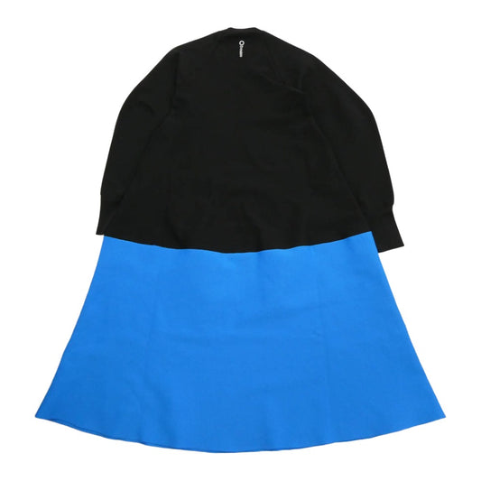 オーエムエムオー TENT LINE KNIT OP バイカラー ロングスリーブ ワンピース ブラック系 ブルー系 F【中古】