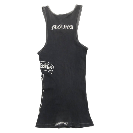 CHROME HEARTS クロムハーツ(原本無) オールド RIB TANK FUCK YOU クロス ロゴ コットン タンクトップ グレー系 S【中古】