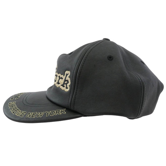 Supreme シュプリーム 25AW New York Leather 6-Panel ニューヨーク レザー 6パネル キャップ 帽子 ブラック系 ゴールド系【美品】【中古】