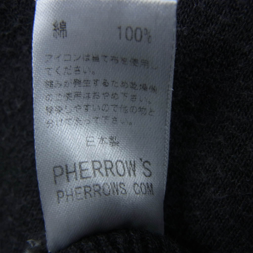 Pherrow's フェローズ ラグランスリーブ 吊り編み 丸胴 スウェット プルオーバー パーカー チャコール系 40【中古】