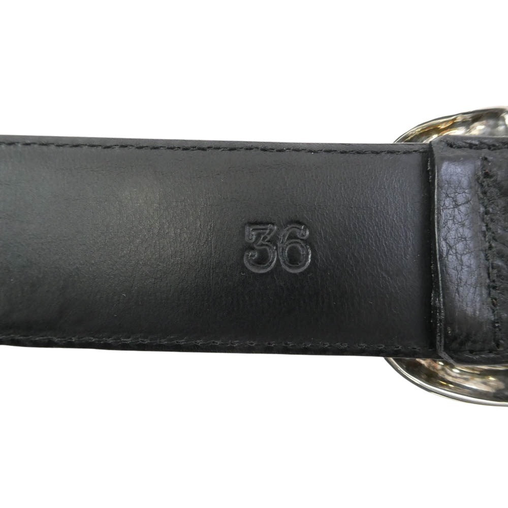 CHROME HEARTS クロムハーツ(原本無) BLT GUNSLINGER 1.5 ガンスリンガー バックル レザー ベルト 36インチ ブラック系 36【中古】