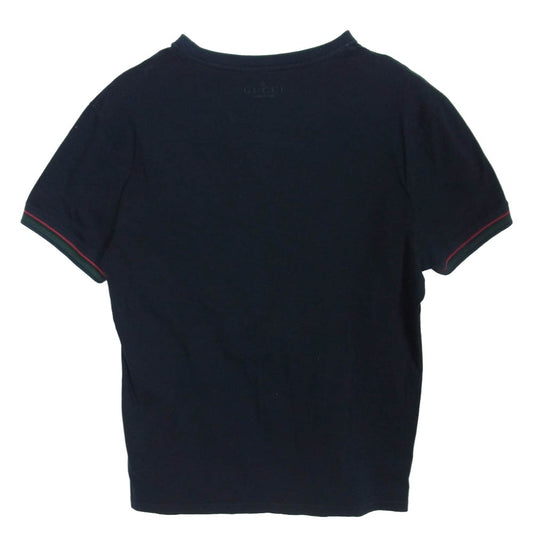 GUCCI グッチ 269121 X3431 シェリーライン コットン vネック Tシャツ 半袖カットソー ネイビー系 S【中古】