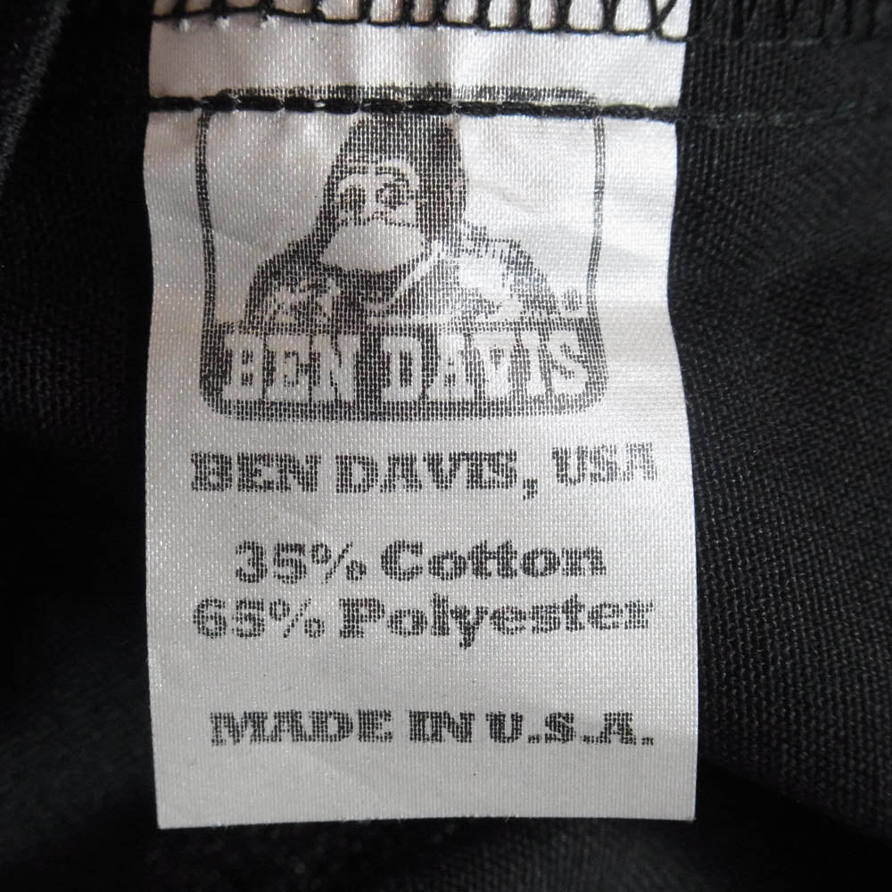 BEN DAVIS ベンデイビス 90s USAS製 question marks the store プリント ハーフジップ 半袖 ワーク シャツ ブラック系 M【中古】