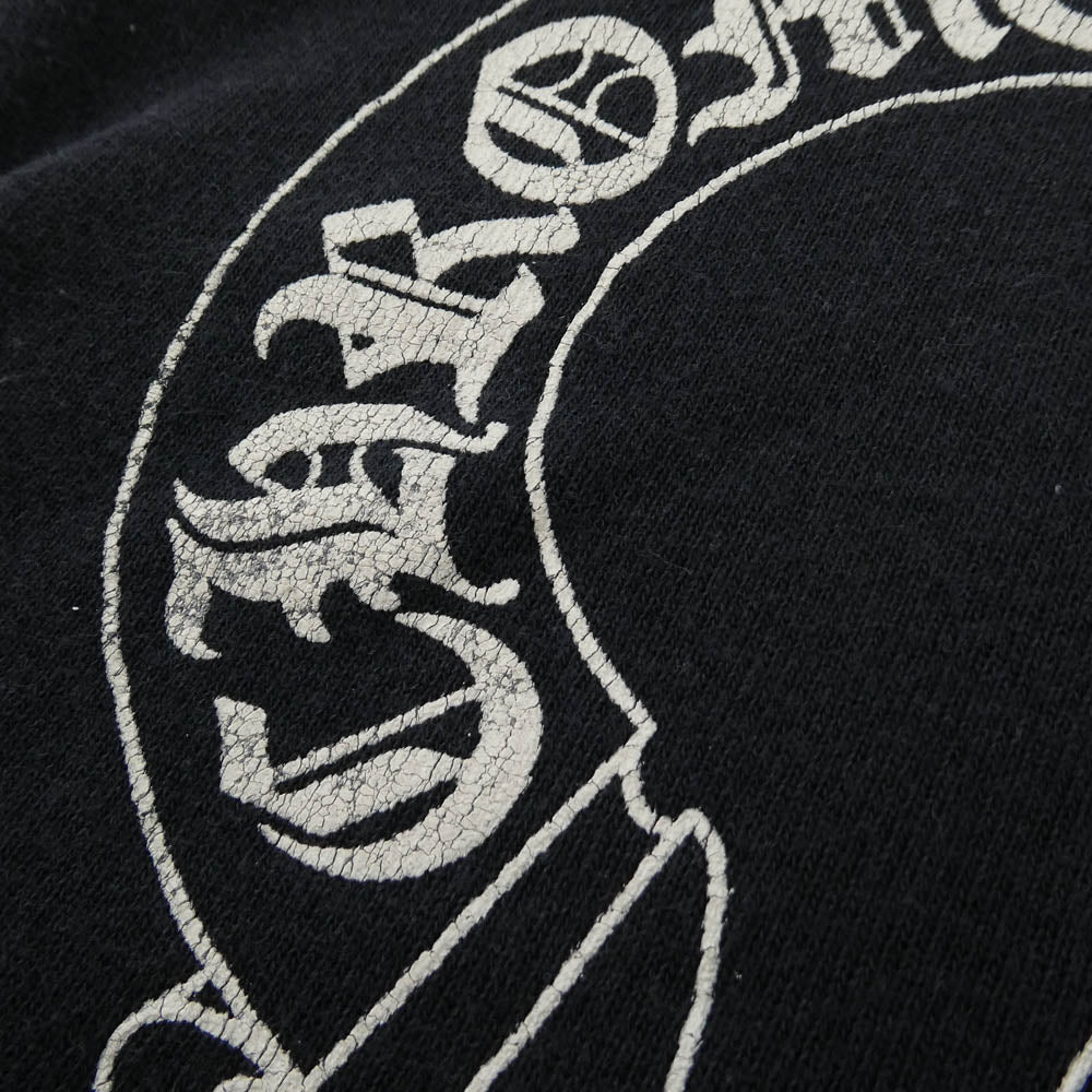 CHROME HEARTS クロムハーツ(原本無) 90s OLD LOGO HORSESHOE オールド バックホースシュー 袖ロゴ アームロゴプリント クルーネック スウェット ブラック系 L【中古】