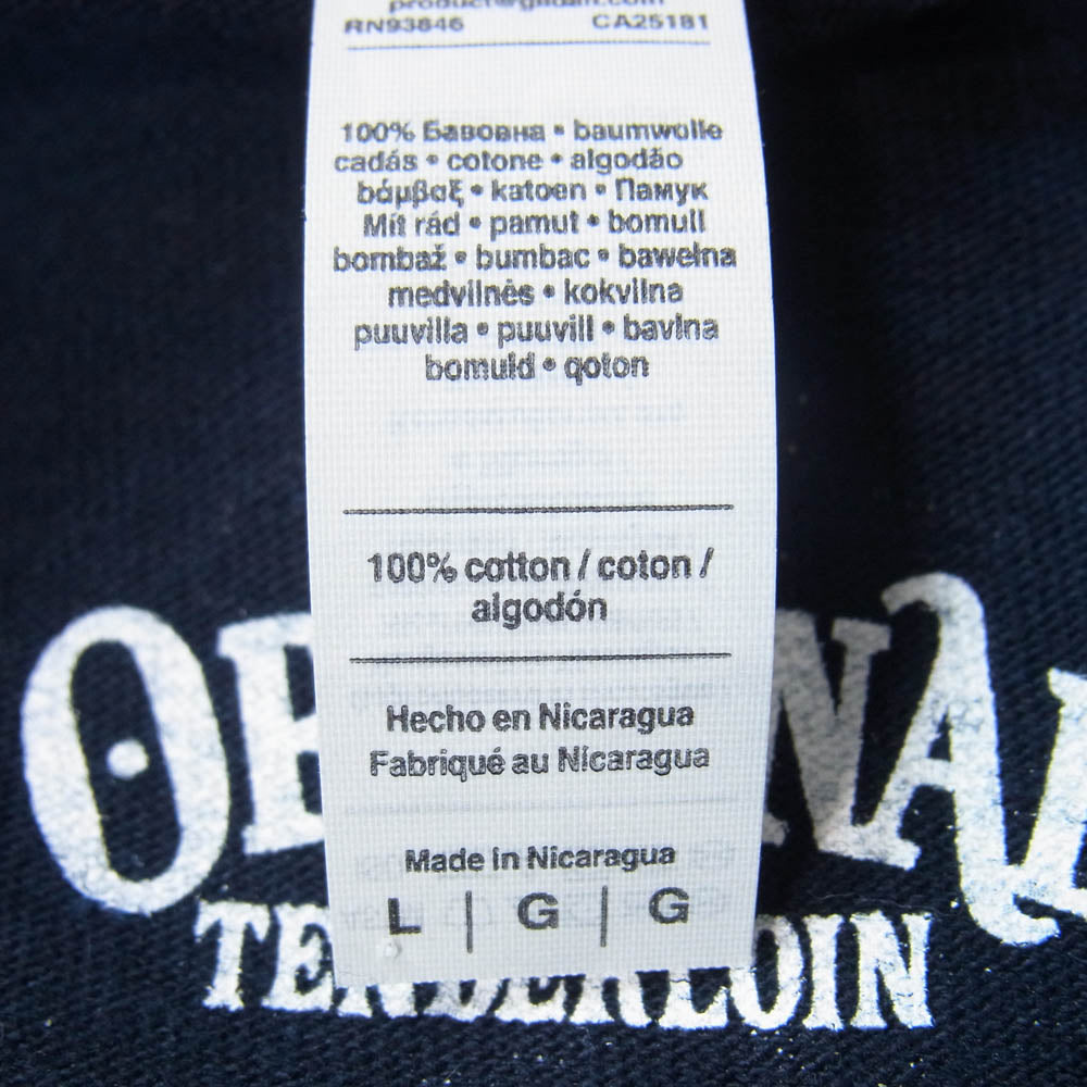TENDERLOIN テンダーロイン 22SS 2A 袖プリント ロゴ ロングスリーブ 長袖 Tシャツ ネイビー系 L【中古】