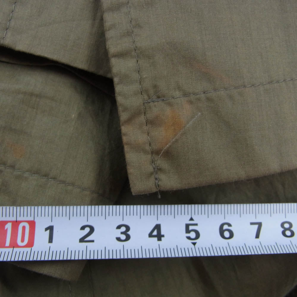 ETRO エトロ 111-13108-1050 レザー 切替 裏地シルク混 ステンカラーコート カーキ系【中古】