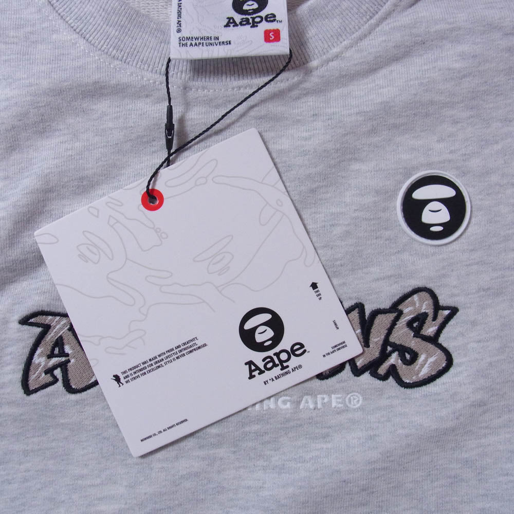 A BATHING APE アベイシングエイプ 23AW AAPSWMA360XXL logo embroidered crew neck vest ロゴ クルーネック スウェット ベスト グレー系 S【美品】【中古】