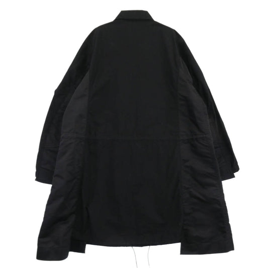 Sacai サカイ 21AW 21-02591 Cotton Oxford Coat コットン オックスフォード ミリタリー ドッキング ステンカラー コート ブラック系 2【中古】