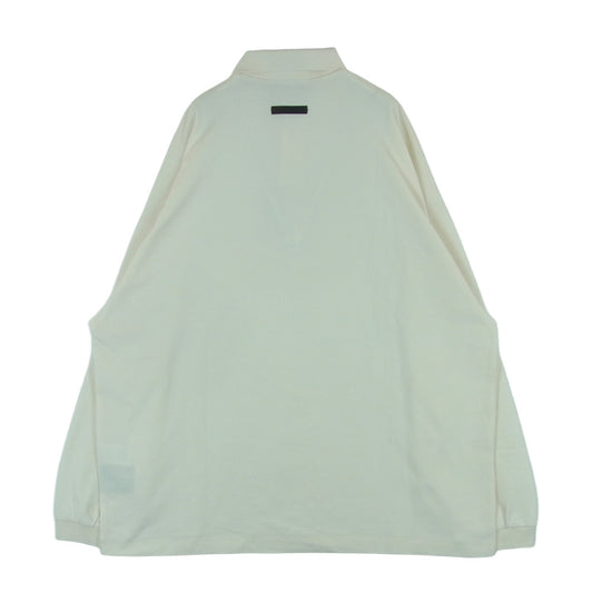 FEAR OF GOD フィアオブゴッド 125BT244322F Essentials エッセンシャルズ Pique Long Sleeve Polo SHELL ピケ 長袖 ポロ シャツ オフホワイト系 S【美品】【中古】