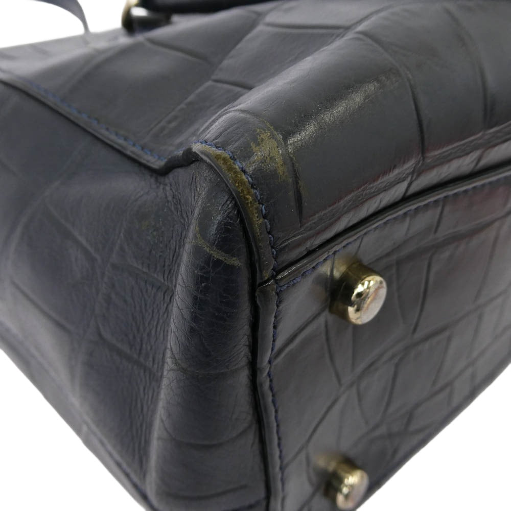 COACH コーチ K1623-F55876 キャリーオール クロコ型押し 2WAY ハンド ショルダー バッグ ネイビー系【中古】