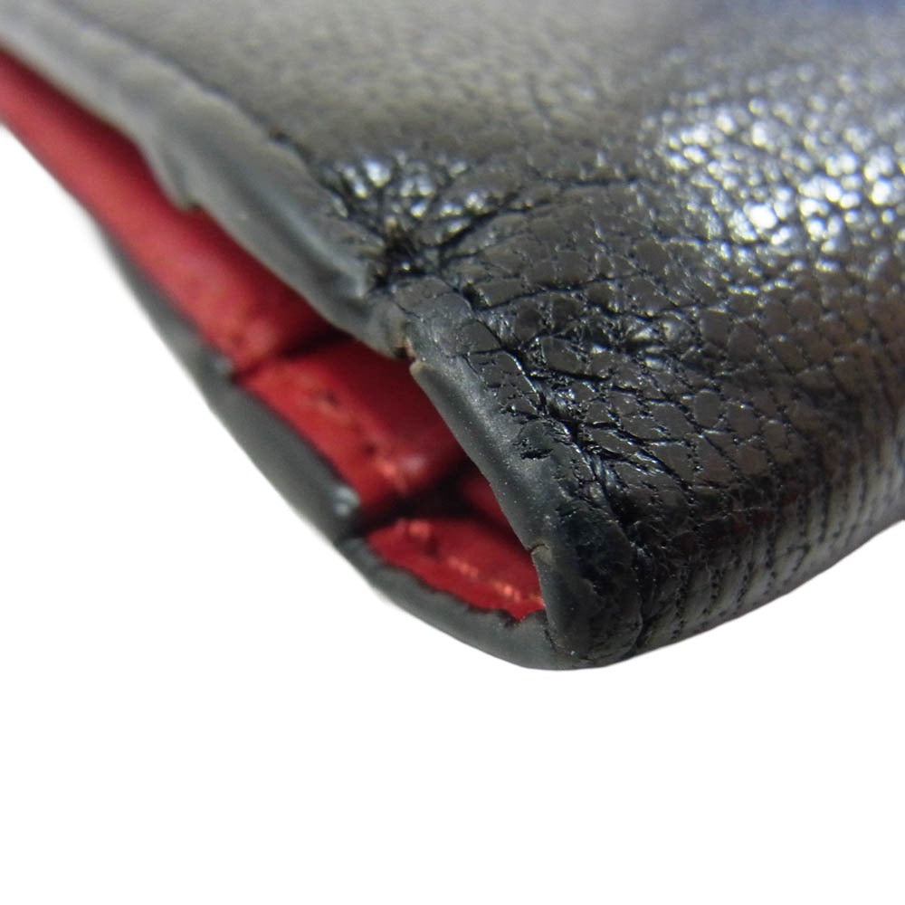 Anya Hindmarch アニヤ・ハインドマーチ レザー スモール ダブルジップ ウォレット ブラック系【中古】