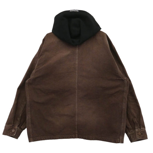 Supreme シュプリーム 25SS Worn Hooded Chore Coat ウォーんフーデッド チョアコート ブラウン系 ブラック系 L【中古】