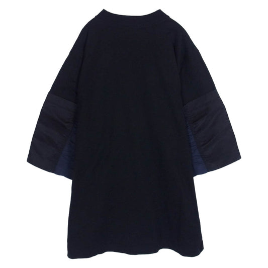 トーガ 25SS TV251-JK330 Cotton jersey S/S スリーブ異素材切替 オーバーサイズ 半袖 Tシャツ カットソー ネイビー系 46【美品】【中古】