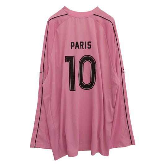 BALENCIAGA バレンシアガ 24SS 778972 TPVT7 Oversized Paris Soccer L/S T-Shirt パリ サッカー ゲームシャツ 長袖 Tシャツ ピンク系 4【極上美品】【中古】