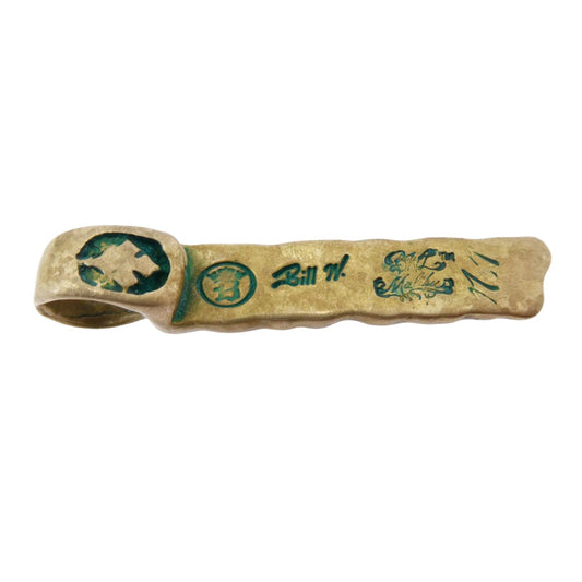 BILL WALL LEATHER ビルウォールレザー × REALDEAL リアルディール ロゴ Cクロス バー チャーム ペンダントトップ ゴールド系 グリーン系【中古】