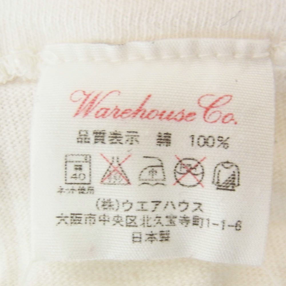 WAREHOUSE ウエアハウス × LEE リー フロントプリント Tシャツ 半袖カットソー オフホワイト系 M【中古】
