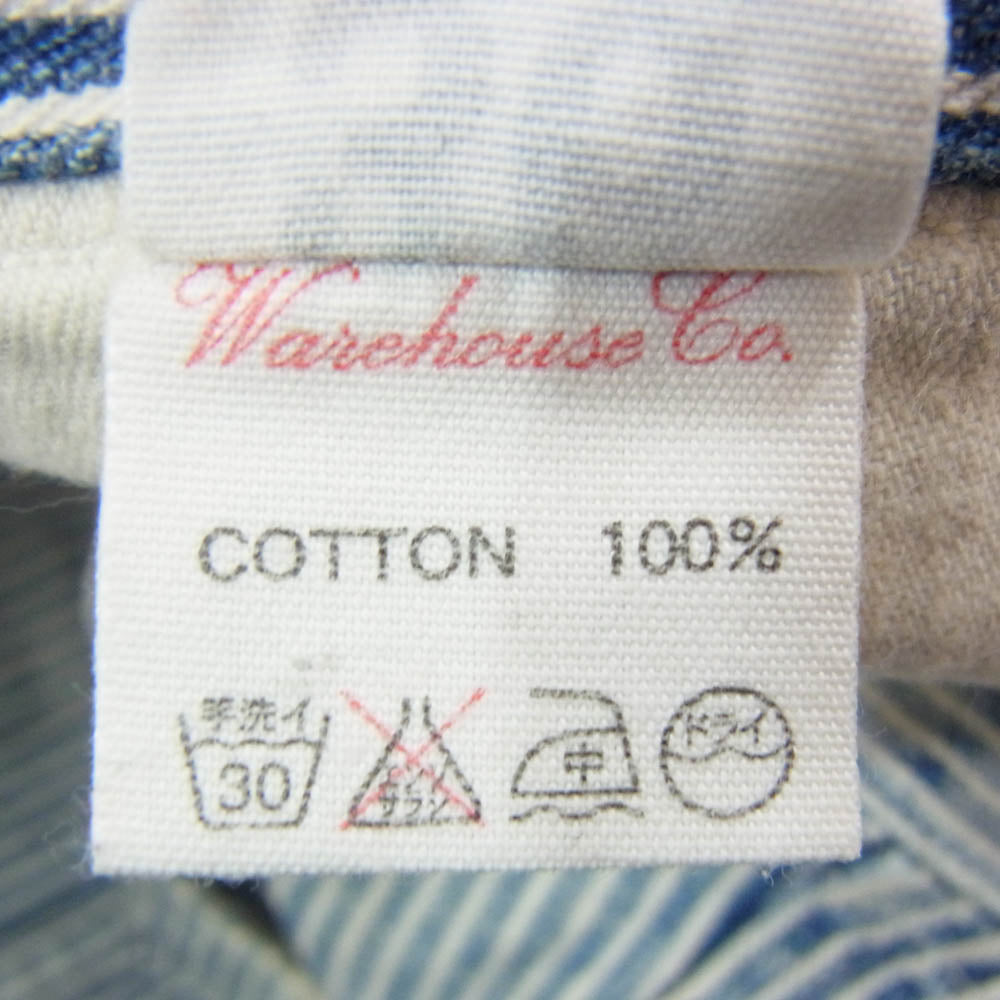 WAREHOUSE ウエアハウス ヒッコリー ストライプ ワークパンツ ブルー系 36【中古】
