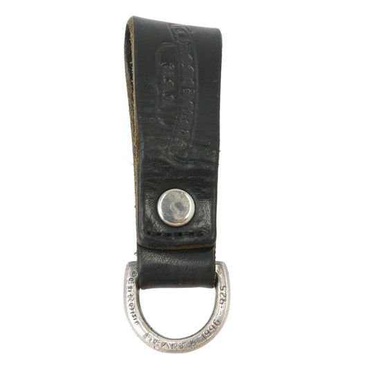 CHROME HEARTS クロムハーツ(原本無) BELT LOOP D RING BSフレアボタン レザー ベルトループ Dカン ブラック系 シルバー系【中古】