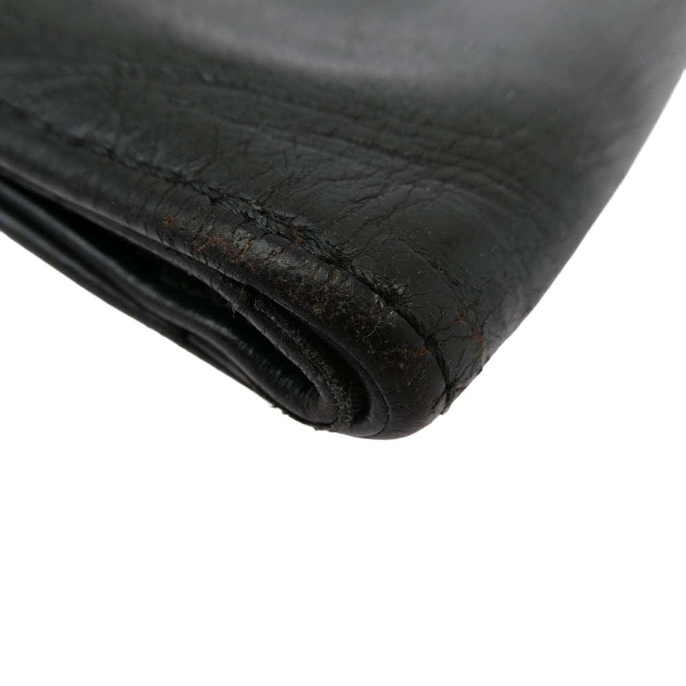 CHROME HEARTS クロムハーツ(原本無) 1SNAP 1スナップ クロスボールボタン レザー コンパクト ウォレット ブラック系 シルバー系【中古】