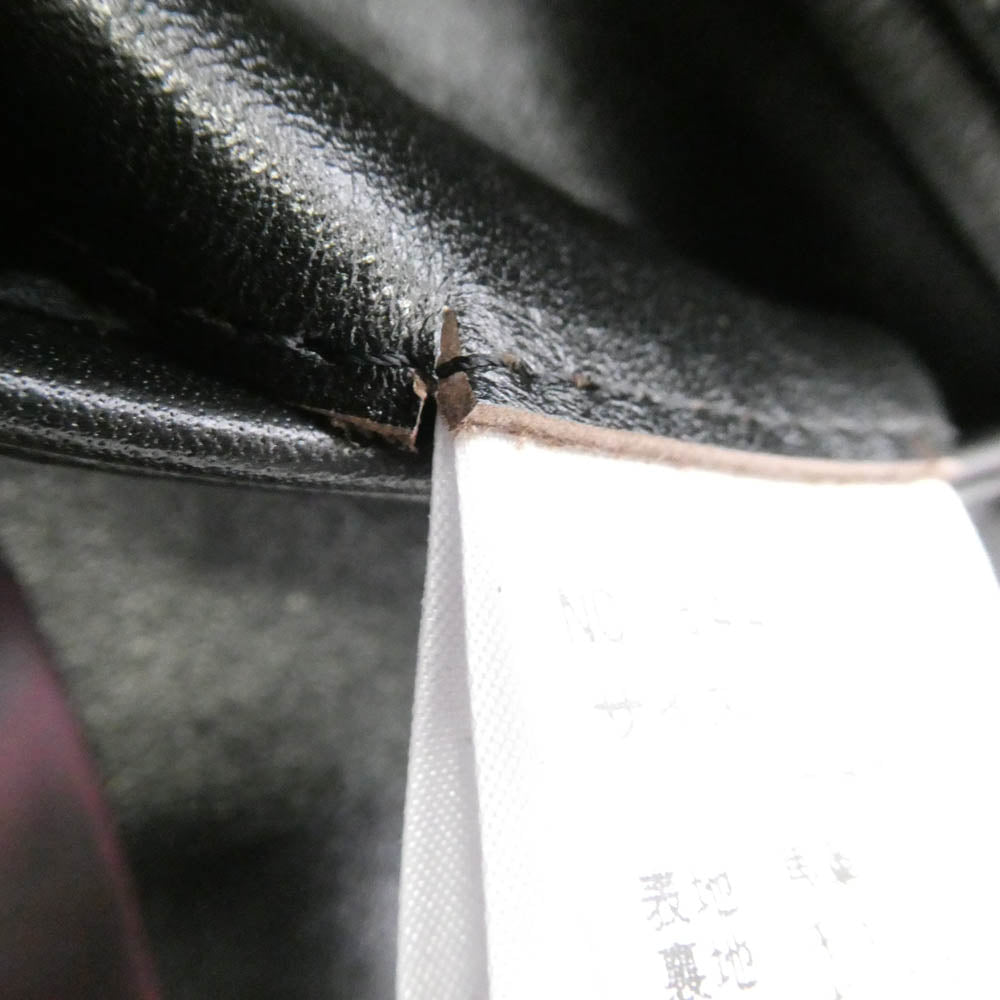NO ID. ノーアイディ 844203-778L ホースレザー フルタンニン顔料仕上げ ノーカラー 馬革 レザー シングル ライダース ジャケット ブラック系 ワインレッド系 1【中古】
