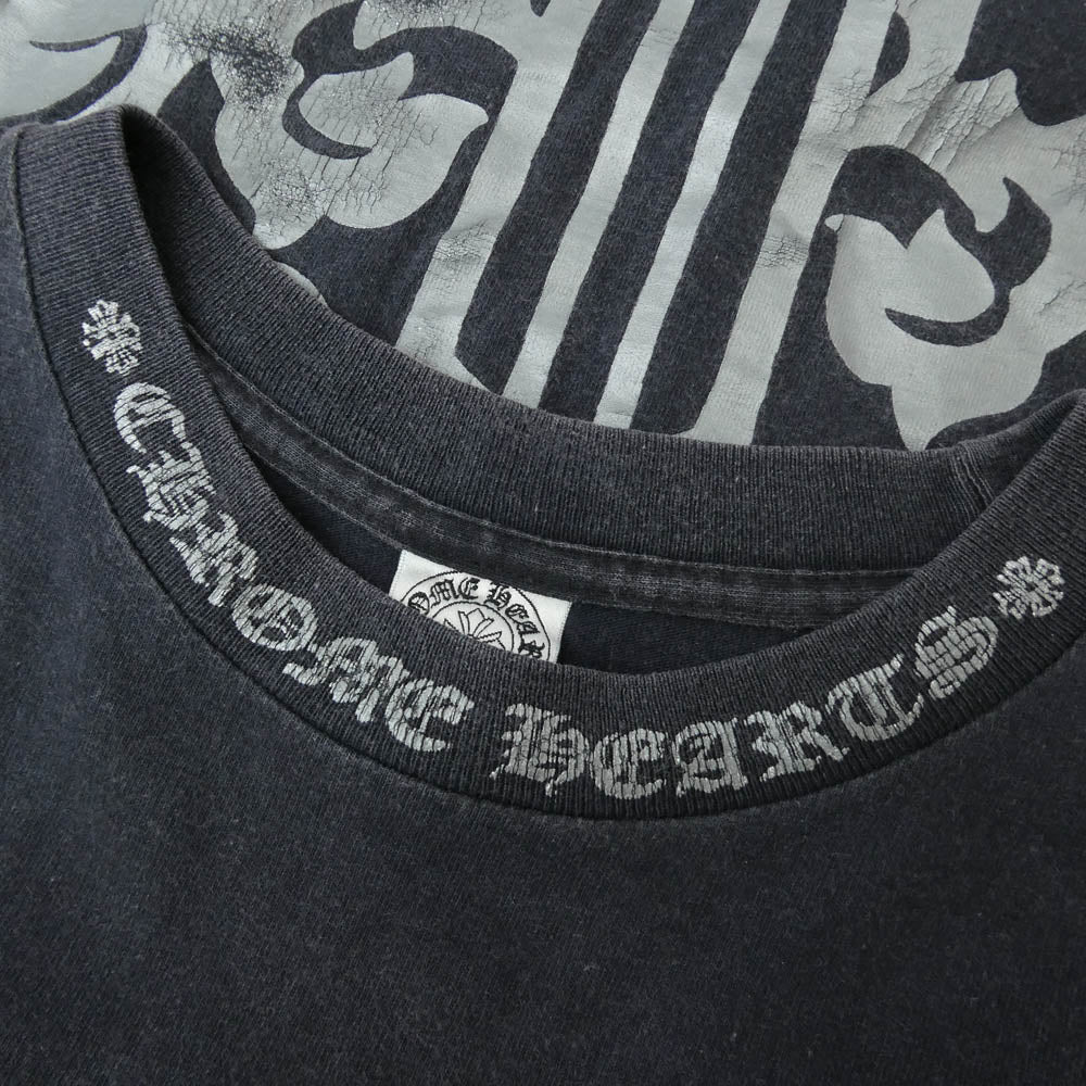 CHROME HEARTS クロムハーツ(原本無) OLD VINE DAGGER NECK LOGO L/S オールド ヴァインダガー ネック ロゴプリント 長袖カットソー ネイビー系 L【中古】