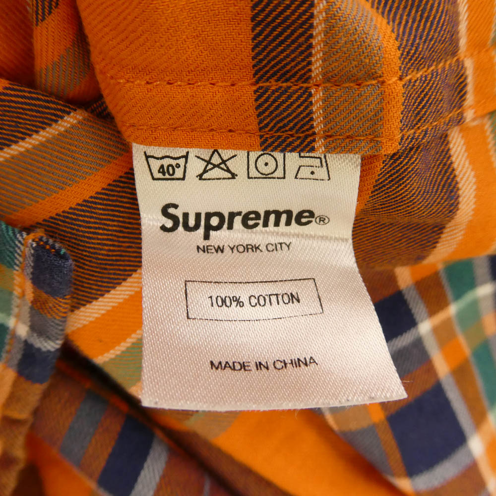 Supreme シュプリーム ボタンダウン マドラスチェック 長袖 シャツ オレンジ系 M【美品】【中古】