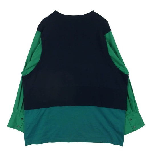 ENFOLD エンフォルド 300FA270-1250 ニット ベスト レイヤード 長袖 シャツ ワンピース ダークネイビー系 グリーン系 38【中古】