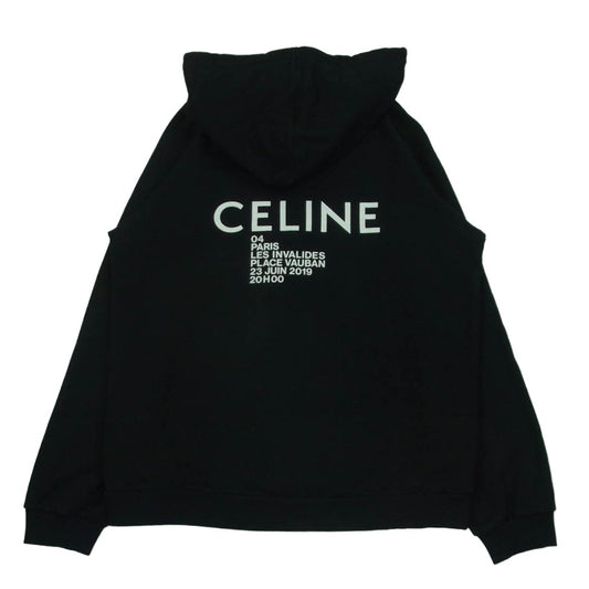 CELINE セリーヌ 2Y005798I バックプリント フーディ プルオーバー スウェット パーカー ブラック系 XL【中古】