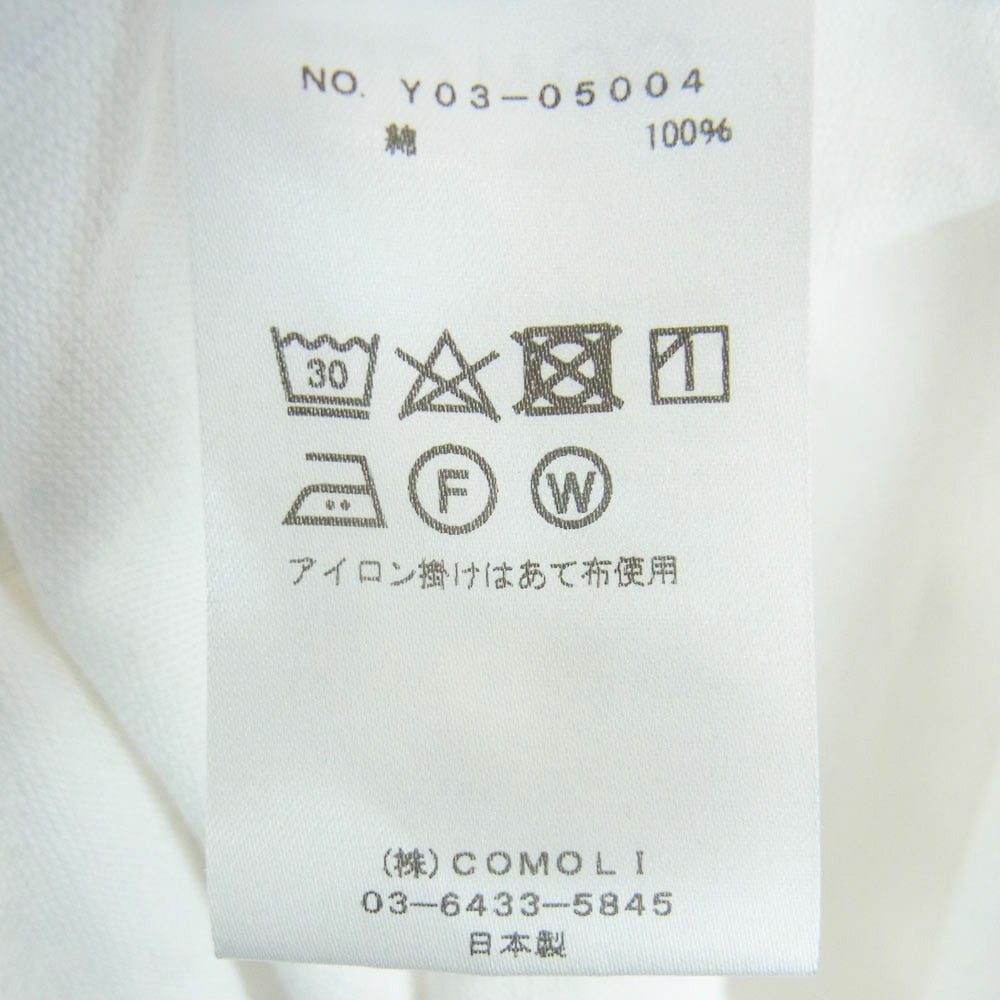COMOLI コモリ 23AW Y03-05004 フットボール Tシャツ 長袖 カットソー コットン 日本製 ホワイト系 3【中古】