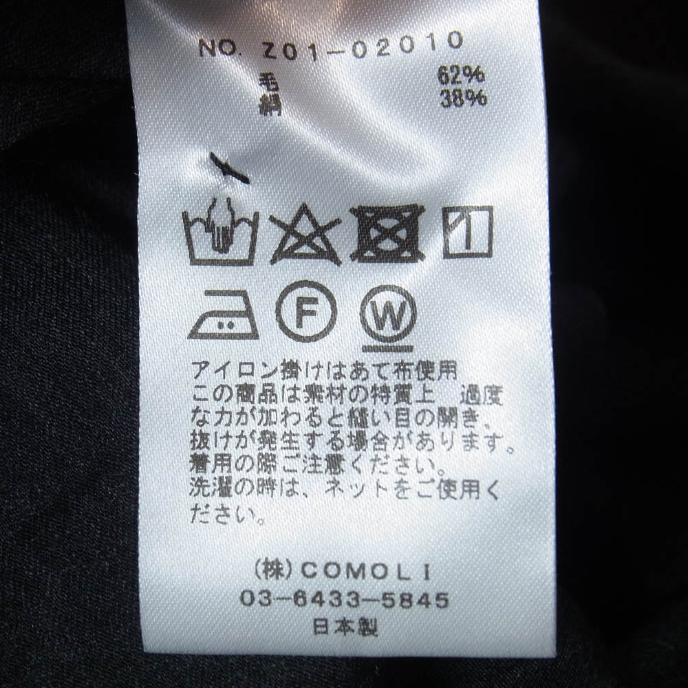 COMOLI コモリ 24SS Z01-02010 ウールシルク 半袖 オープンカラーシャツ ブラック系 3【中古】