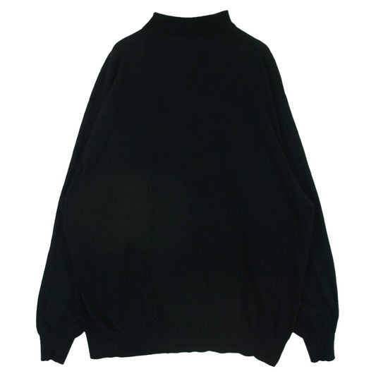 COMOLI コモリ 25SS B01-06003 コットン ニット ポロシャツ 長袖 日本製 ブラック系 3【中古】