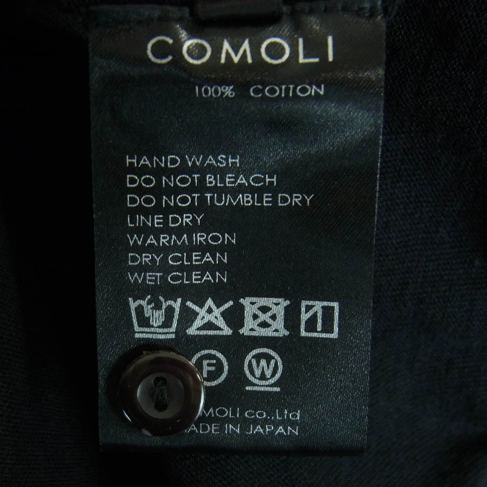 COMOLI コモリ 25SS B01-06003 コットン ニット ポロシャツ 長袖 日本製 ブラック系 3【中古】