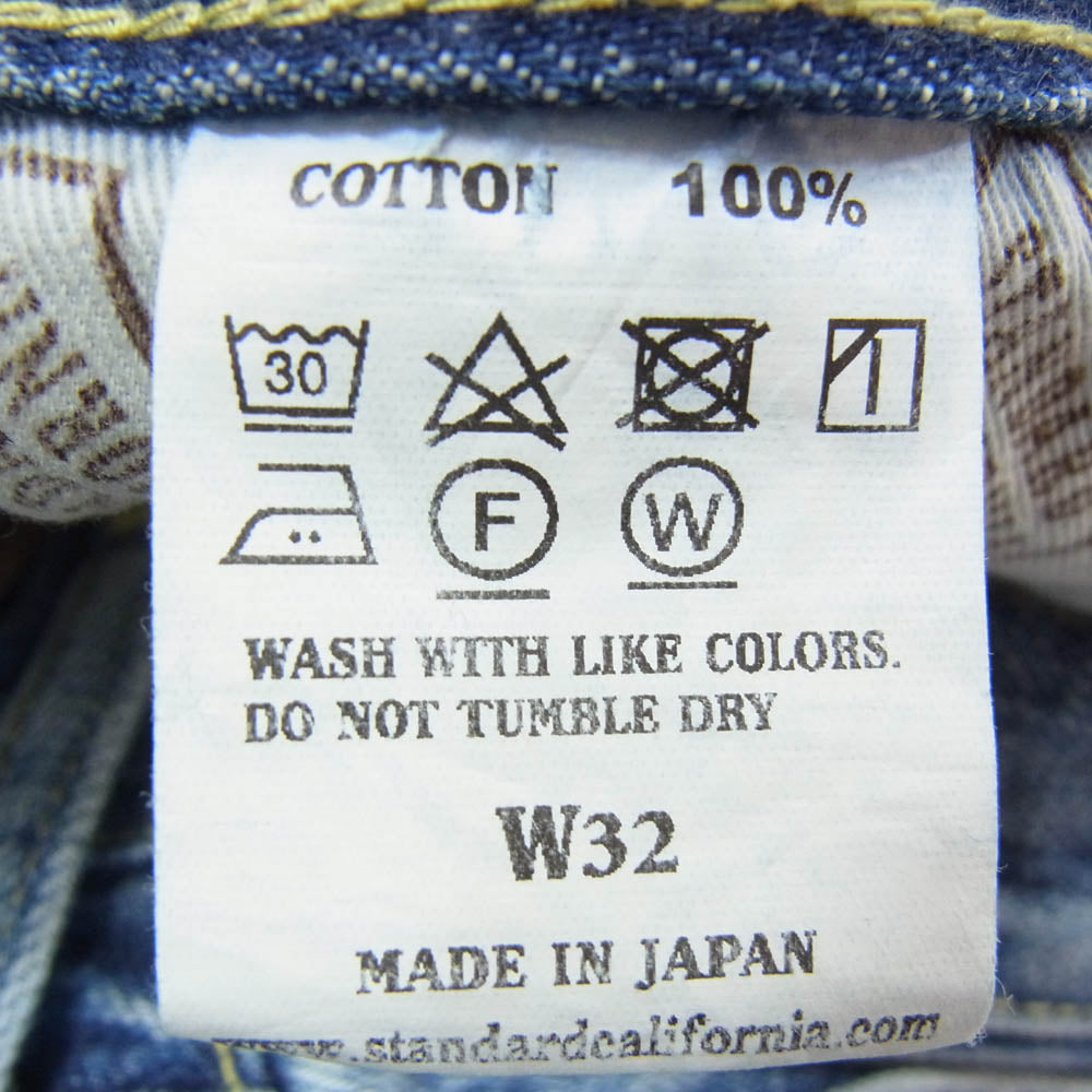 STANDARD CALIFORNIA スタンダードカリフォルニア SD 5P Denim Pants S901 Vintage Wash ヴィンテージウォッシュ デニムパンツ W32 インディゴブルー系 32【美品】【中古】