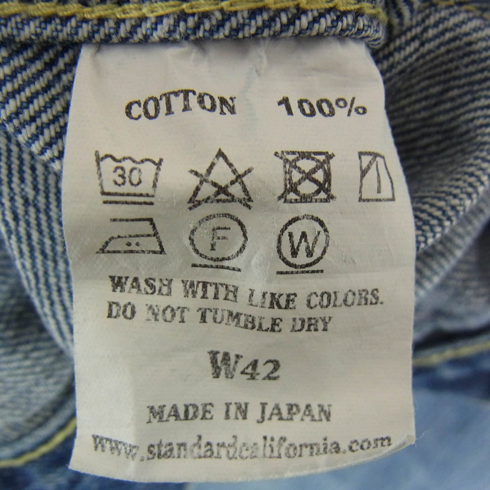 STANDARD CALIFORNIA スタンダードカリフォルニア OUDLA450 SD Denim Jacket S996 WW II Vintage Wash ヴィンテージウォッシュ デニムジャケット インディゴブルー系 42【極上美品】【中古】