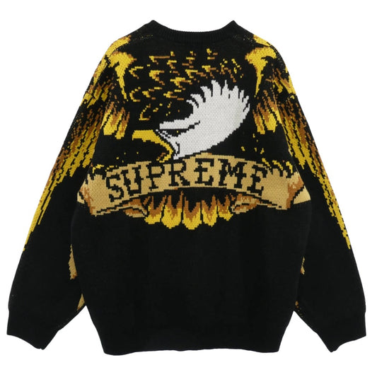 Supreme シュプリーム 25AW アンタイヒーロー Sweater ニット イーグル クルーネック セーター ブラック系 イエロー系 M【中古】